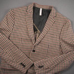 Zara Plaid College Ivy Checked Blazer Sports Coat Jacket Mens 44 Viscose Blend